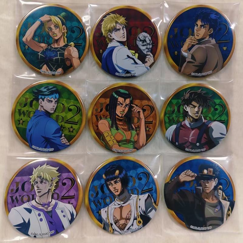 Аниме JoJo's Bizarre Adventure 75 мм значок Мир ДжоДжо 2 Коллекция Круглая брошь-булавка Для фанатов аниме Коллекционный Декор