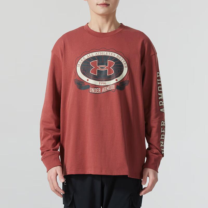 Under Armour Модная толстовка с круглым вырезом, повседневная, с длинным рукавом, мужская, красная 1390251-688