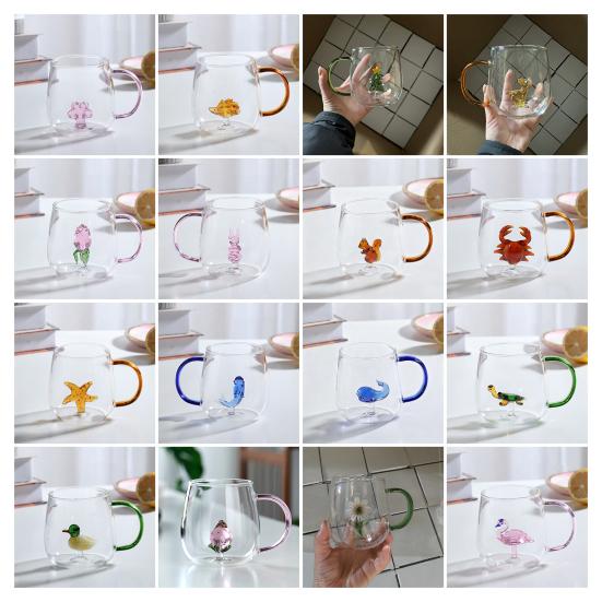 Handmade Glass Cup Animal Plant Shape Transparent Water Cup Cute Coffee Milk Drink Cup