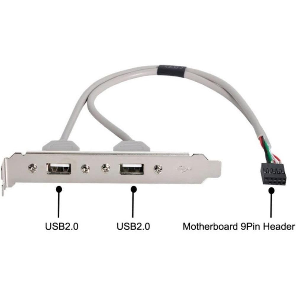 USB 2.0 IDC 9‑Pin Motherboard Header Adapter 2 Port 4 Port Rear Panel Expansion Bracket for Desktop PC Mainboard Accessory