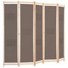 5 Piece Room Divider Brown 200 x 170 x 4 cm Fabric