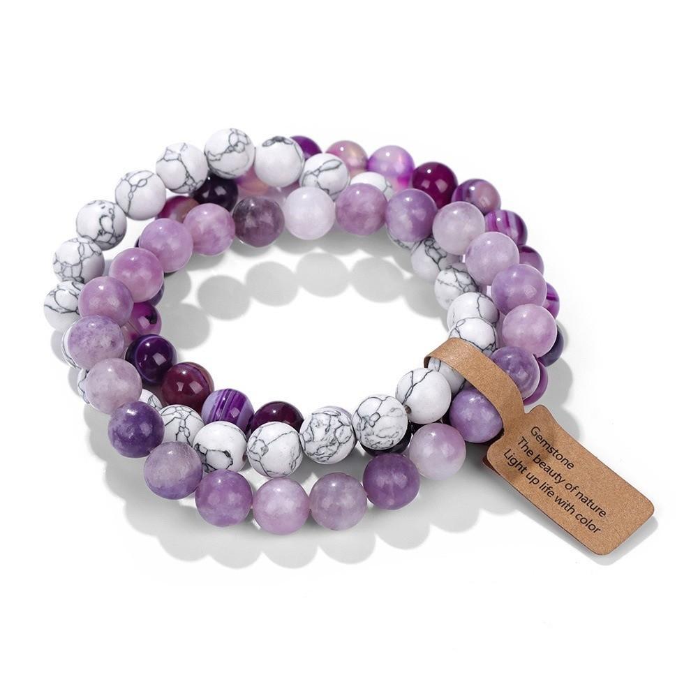 3Pcs/set 8mm Crystal Beads Bracelet Multi Color Combination Bracelet Bohemian Style Bracelet Set