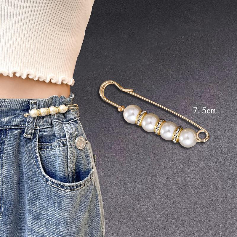 New 2Pcs Vintage Pearl Clothing Pins For Women Decor Dress Pants Buckle Brooches Set