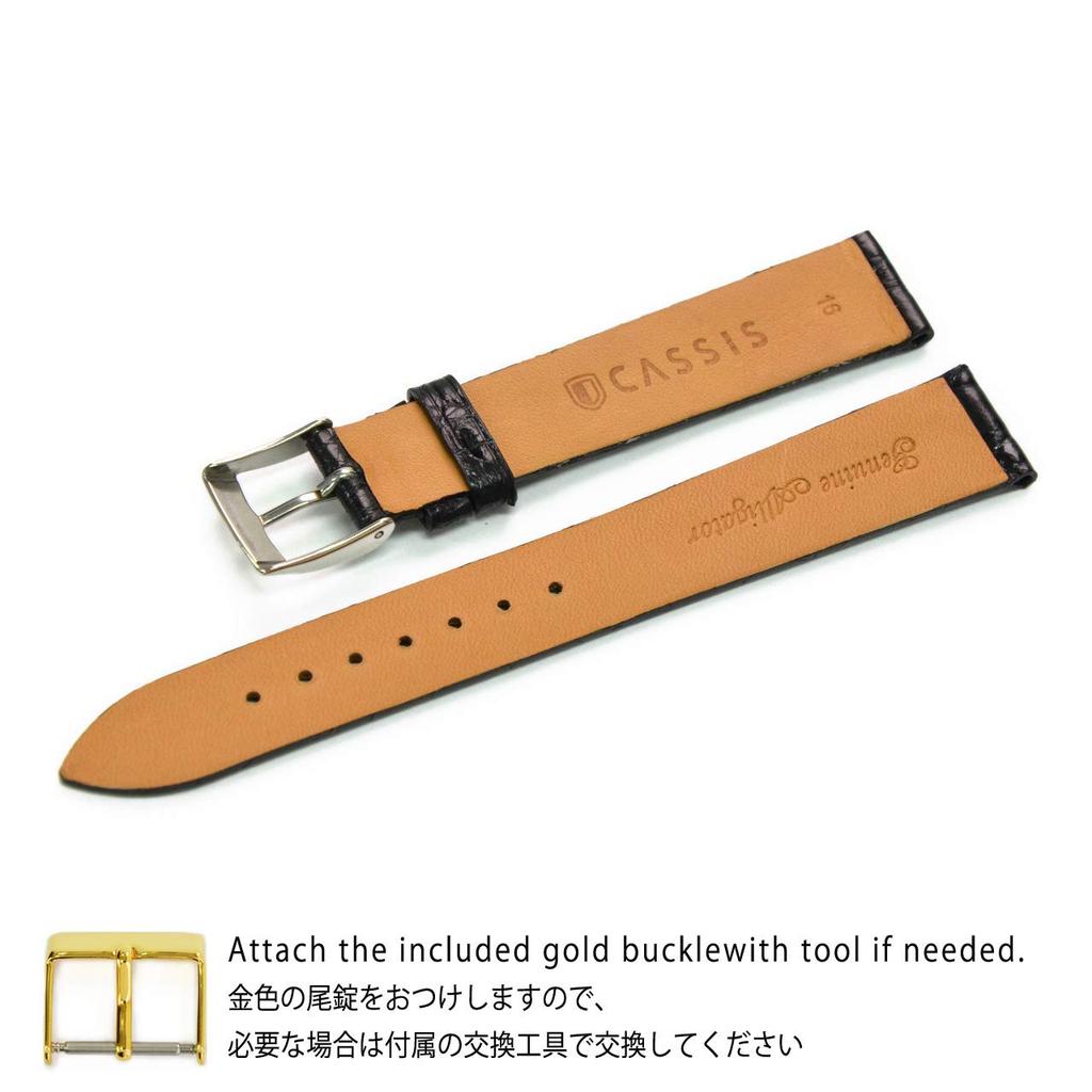 CASSIS Ремешок для часов из кожи крокодила Caiman для с инструментом для замены COLMAR, 16 мм, Черный, (U0000A72019016M)