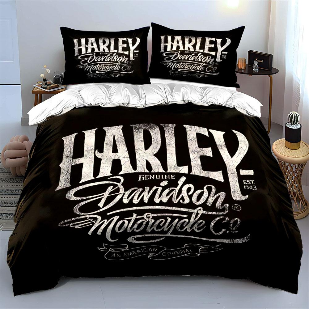 Harley Davidson Logo Design Bedding Duvet Cover Set Duvet Cover Pillowcases (1*Duvet Cover 2*Pillowcases, without duvet insert)