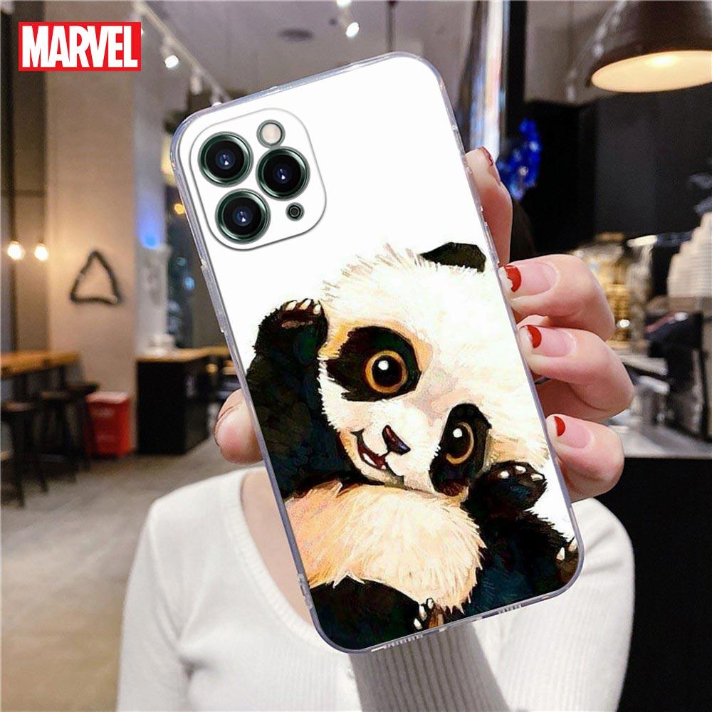 Прозрачный чехол для телефона с изображением китайского малыша панды для Apple iPhone 13 12 11 mini Pro Max XS X XR 7 8 Plus SE, милые чехлы, чехол Lazy Bear