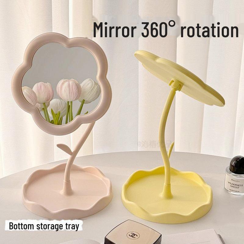 Sunflower-Shaped Portable Makeup Mirror for Girls' Dressing Table and Dormitory