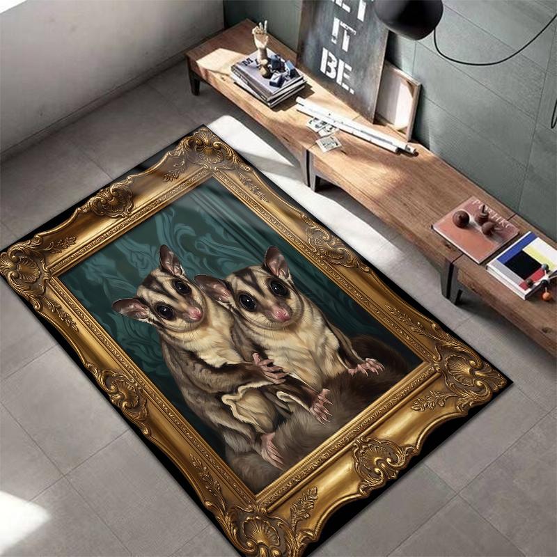 Retro framed animals Pattern Square Carpet,Area Rug,Carpet Rug for Living Room Bedroom Sofa Playroom Decor,Non-slip Floor Mat,Holiday Birthday Gifts