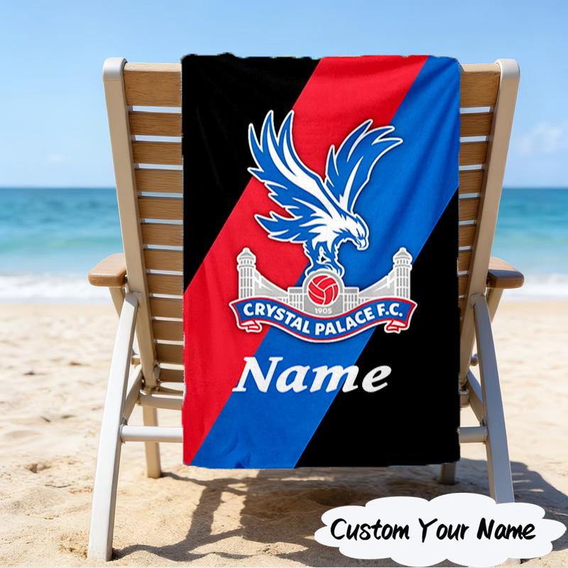 1PC Custom Name Beach Towel Crystal Palace Crest Beach Towel, Suitable for Camping, Travel, Beach Accessories, Super Absorbent, Family Gift
