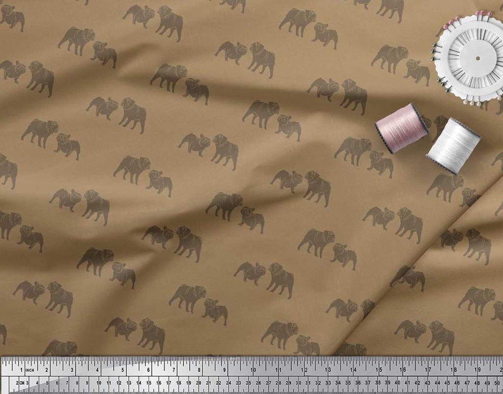 Soimoi Японская креп-сатиновая ткань с принтом Bull Dog на метр шириной 42 дюйма