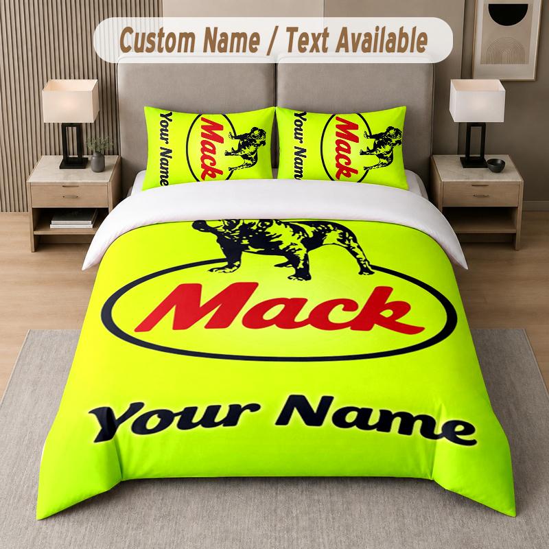 Custom Name Mack Trucks 3Pcs Duvet Cover Set Personalized Text Bedding Pillowcases Bedroom