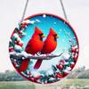 Panel Sun Catchers Wall Hanging Decor Acrylic Suncatcher Cardinal Door Sign Hanging Decoration with Chain Hook for Window Decor