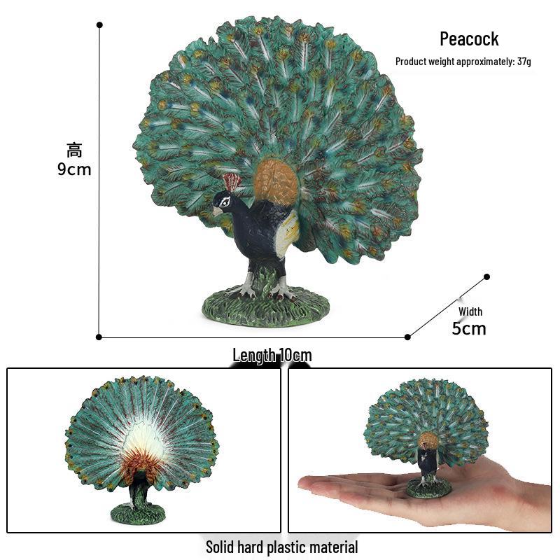 Wild Animal Simulation: Flying Parrot & Peacock Model Toy Ornament for Kids