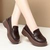 Маленькие кожаные туфли в британском стиле Весна Осень Новые одинарные туфли на толстой подошве Лоферы из мягкой кожи Женская обувь для среднего возраста