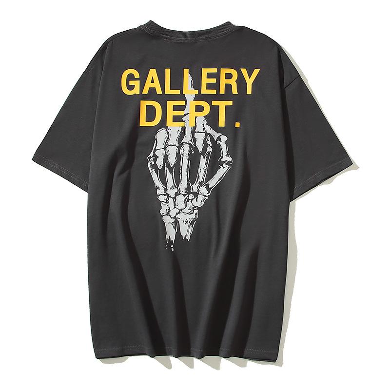 Gallery Bronzing Letter Skull Hand Bone Printing High Street Loose Men's and Women's Same Cotton Short Sleeve T-Shirt