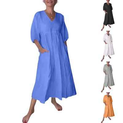 Женское модное повседневное платье с круглым вырезом, плиссировкой, длинными рукавами, завязками на спине, однотонное