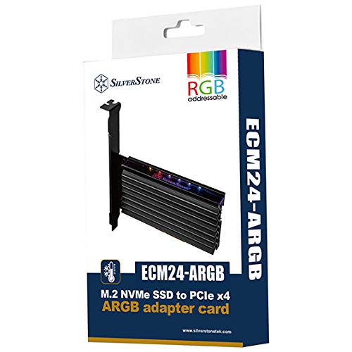 Silverstone Подсветка M.2 NVMe SSD Карта расширения PCIe x4 с поддержкой адресуемой RGB (SST-ECM24-ARGB)