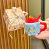 Милая и ценная керамическая кружка с крышкой и ложкой в виде редиса-кролика, кружка для пары, для девушки в подарок на день рождения