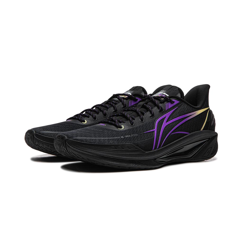 Li Ning Light Speed 4 Амортизирующие Скользкие Устойчивые к истиранию Упругие Низкие Баскетбольные кроссовки Мужские Черно-фиолетовые ABPW011-7