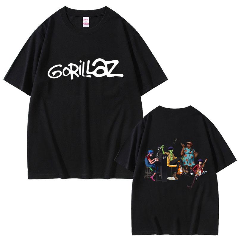 Rock Band Gorillaz Tshirt Male Vintage Oversized Streetwear Men Women Hip Hop Gothic Retro T Shirts Mens Casual Cotton Tshirt