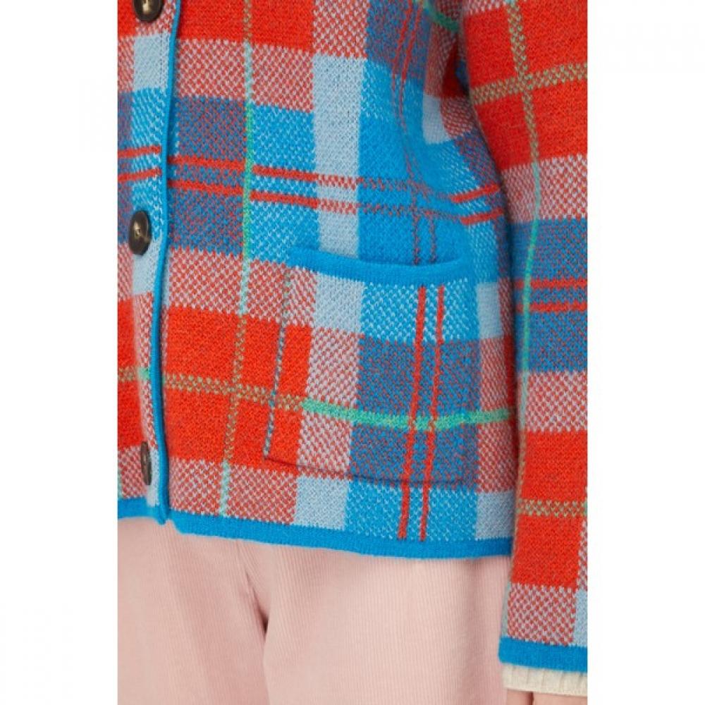 Benetton Check Jacquard Knit Cardigan Bakc56361 Bl
