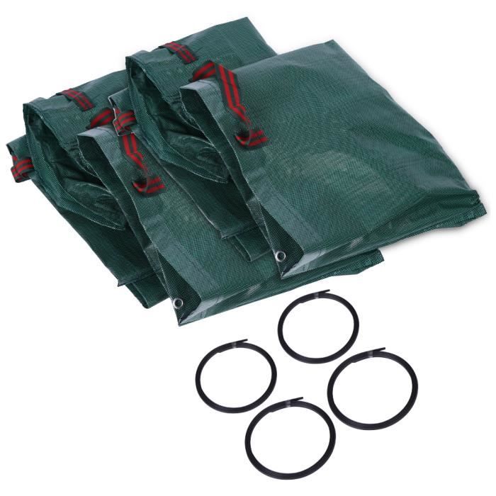 Sac de déchets de jardin - TBEST - 4 pièces - 270 L - Polypropylène tissé résistant - Ruban flexible