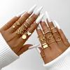 47Pcs/Set Vintage Gold Color Heart Rings Set For Women Men Hollow Butterfly Pearl Crystal Geometric Rings Trendy Finger Jewelry