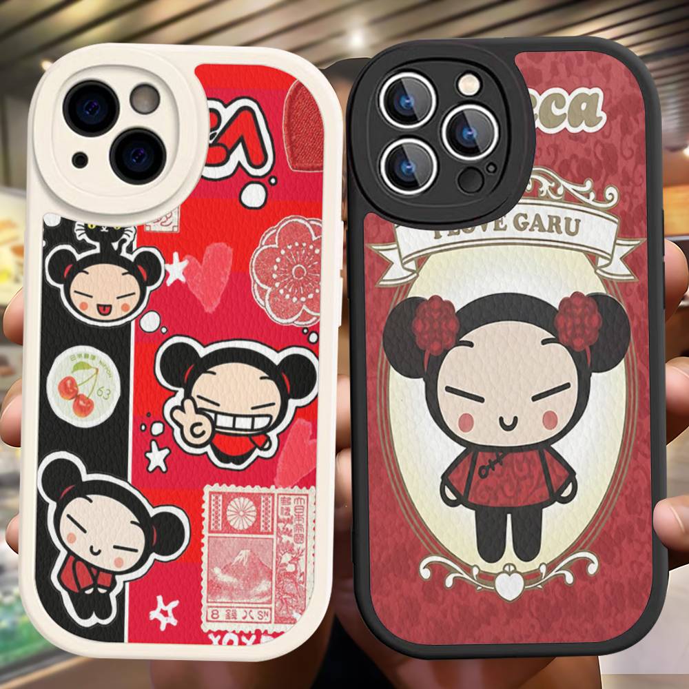 Popular Animation P-Pucca Phone Case For IPhone 16 15 14 13 12 11 Pro Max Plus Leather Soft Cover