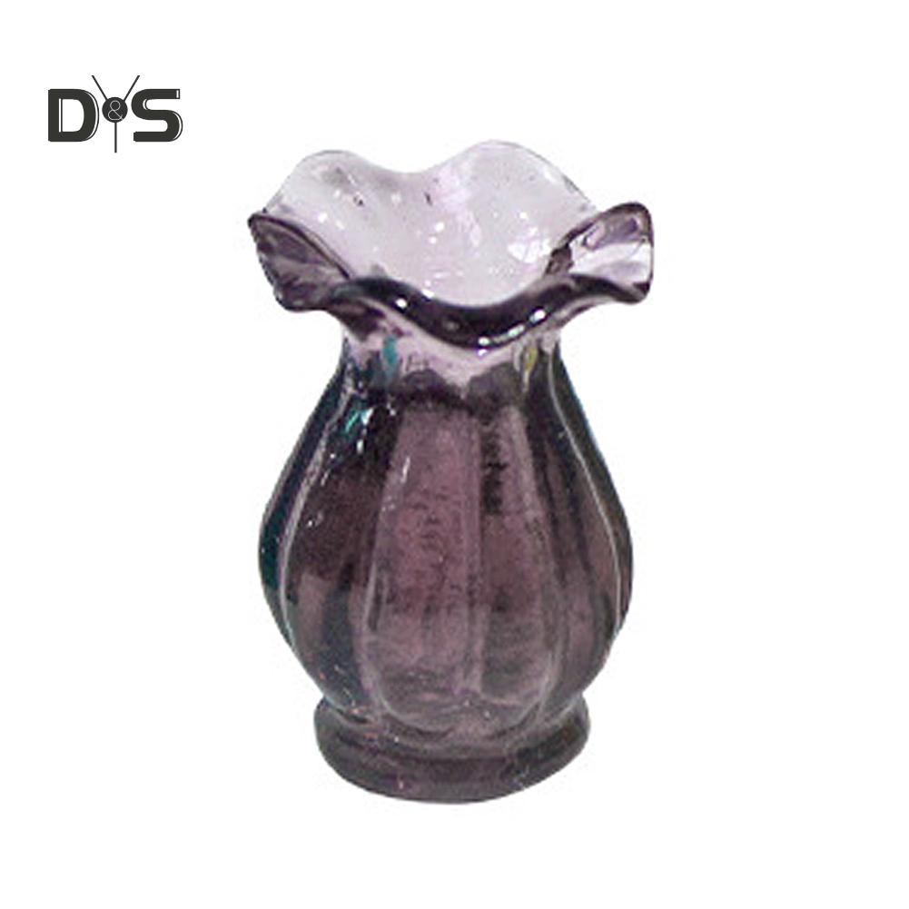 Миниатюрная стеклянная кружевная ваза с цветами разных цветов для кукольных домиков