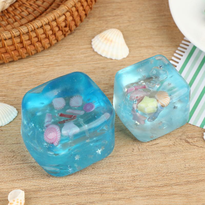 4.5/5.5Cm Ocean Style Embedded Shell Slow Rising Toy Mochi Stress Relief Square Ball Cute Fidget Toy For Adults Kids