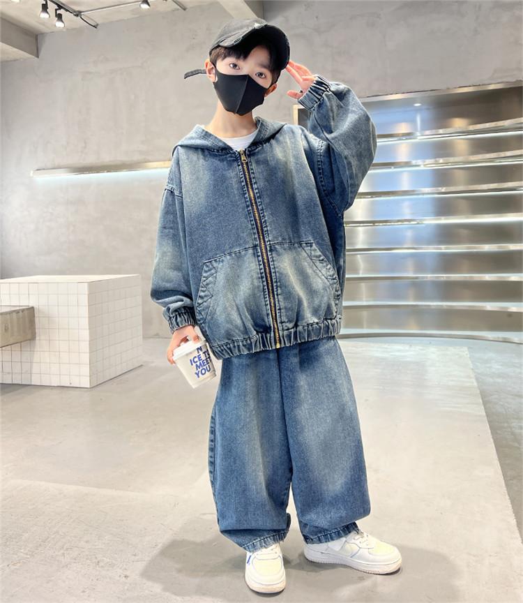 Children's clothing boys' denim suit Spring and Autumn 2026 new spring clothing Spring sports boys' big boy cool and cool trend