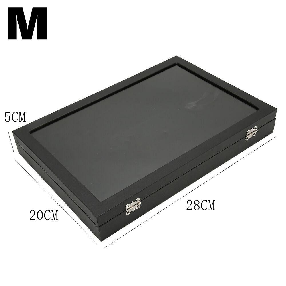 High-Capacity Badge Storage Box With Transparent Glass Cover New Wood Medal Display Case Chest Pin Display Box Jewelry Case