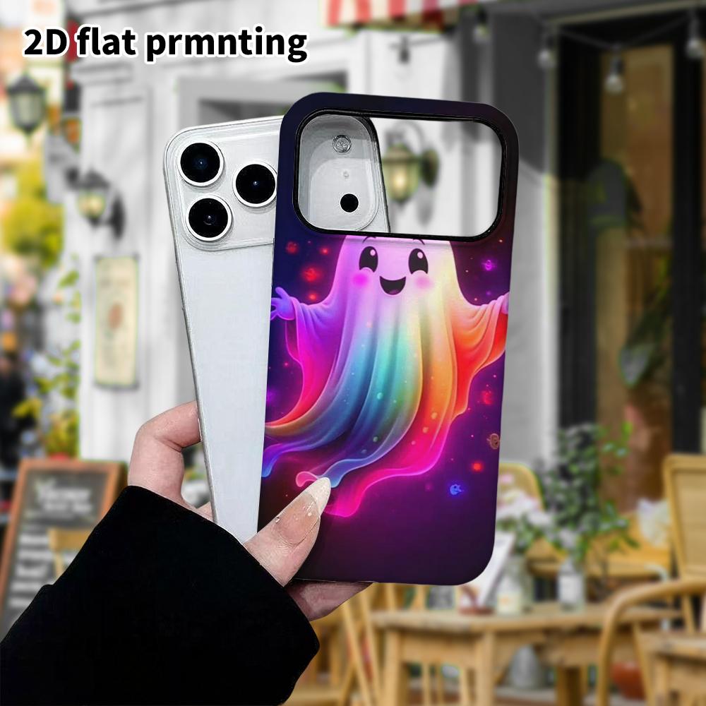 Phone Case: 2D flat design suitable for iPhone 18 17 16 15 14 13 Pro film protective case, couple style, neon rainbow, Christmas and Halloween holiday