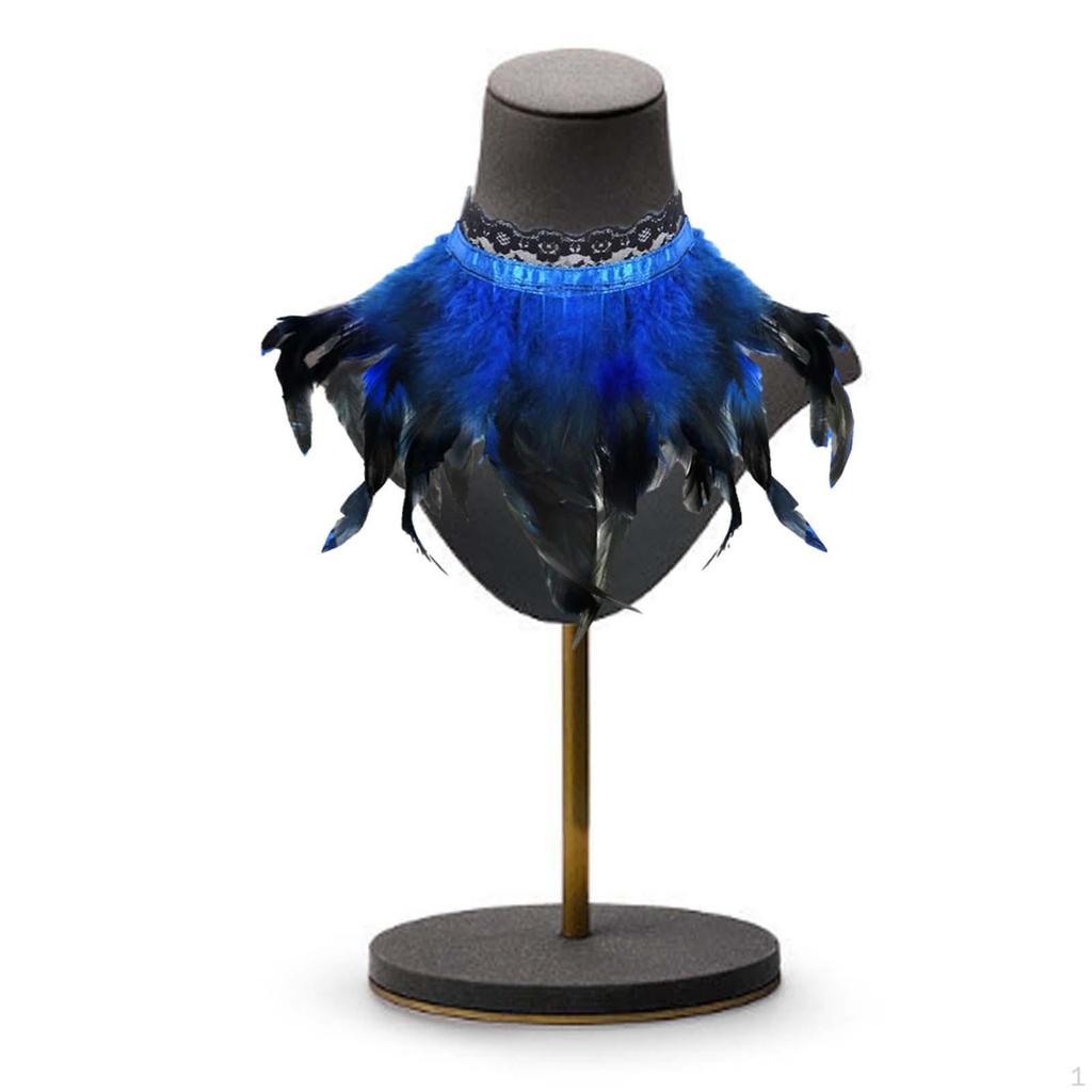 Черная накидка-кейп с искусственными перьями, ожерелье-чокер для Хэллоуина, болеро для сценического выступления