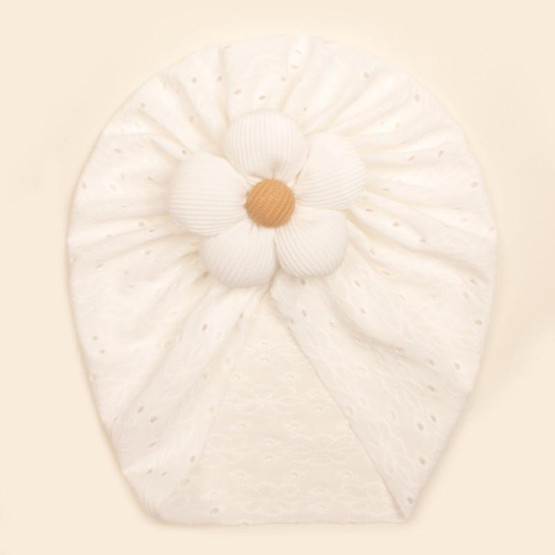 Autumn new children's hole pattern hat, baby breathable flower pullover hat, baby hat