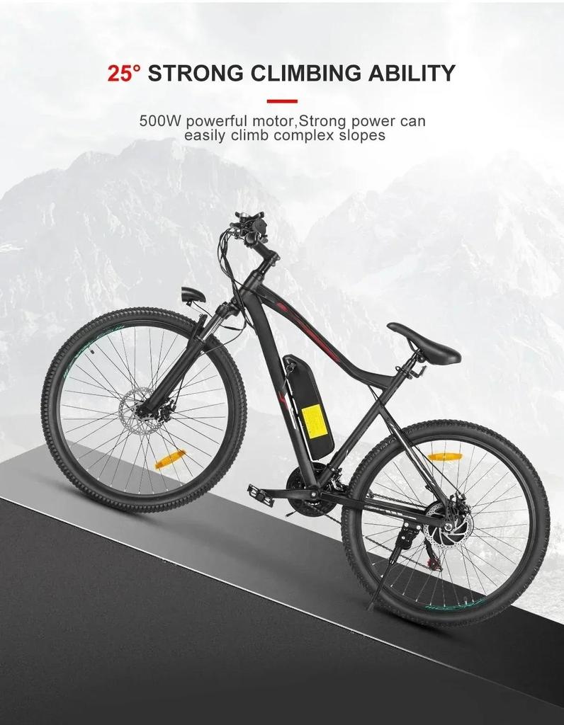 Электровелосипед SAMEBIKE SY26-II 26" с широкими покрышками для взрослых, мощный мотор 500 Вт, литий-ионный аккумулятор 36 В 13 Ач, электровелосипед для горной езды и городских поездок