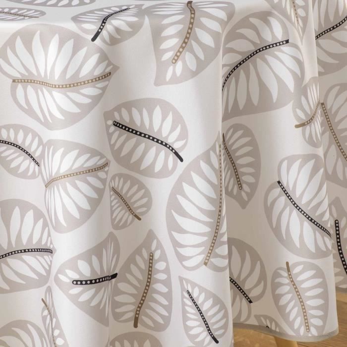 Nappe de table ronde - Alma - Beige - 180 cm - Anti-taches - Infroissable