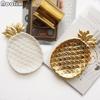Gold Plated Pineapple Ceramic Storage Plate Snack Plates Dessert Jewelry Dish Make Up Tray