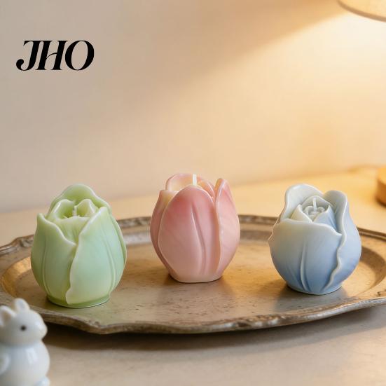 Small Flower Molds Set Tulip Silicone Mold, 3D Floral Candle Making Mold for Soap Fondant Chocolate Wax Resin Craft, Baking Cake Decorating
