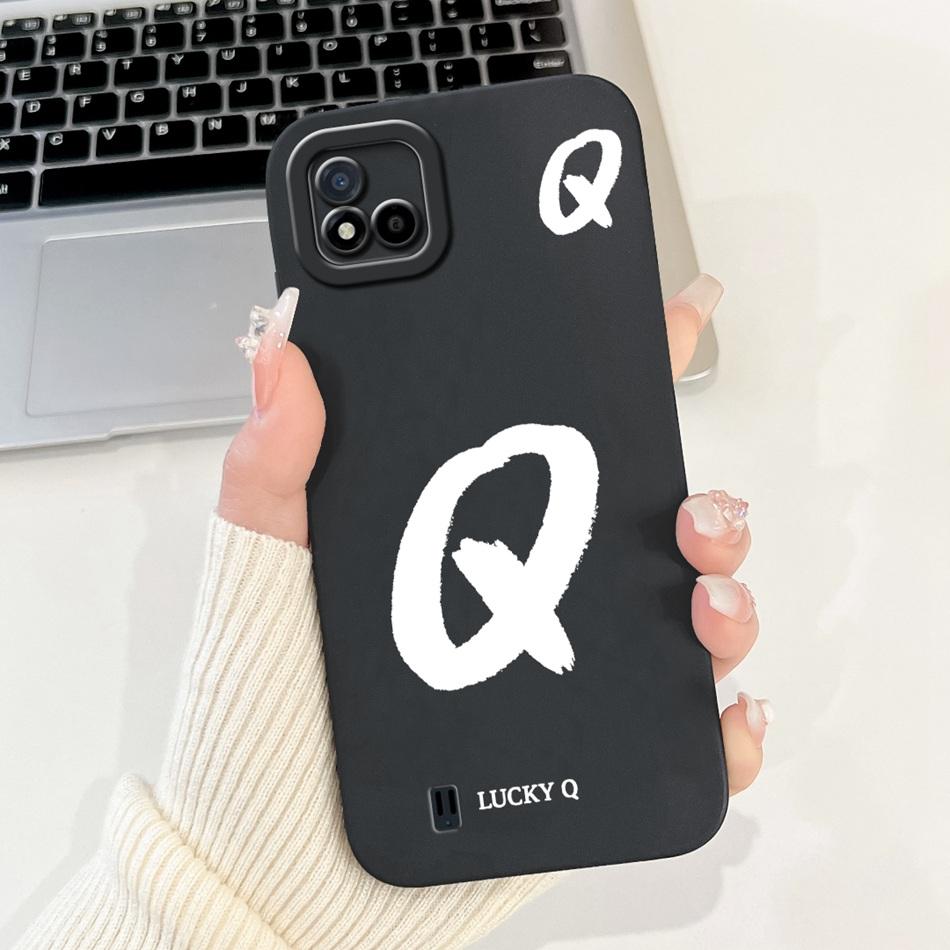 Для Realme C11 (2021) Счастливый чехол для телефона с первой буквой для Realme C11 2021 2020 RMX3231 RMX2185 Мягкий силиконовый противоударный чехол