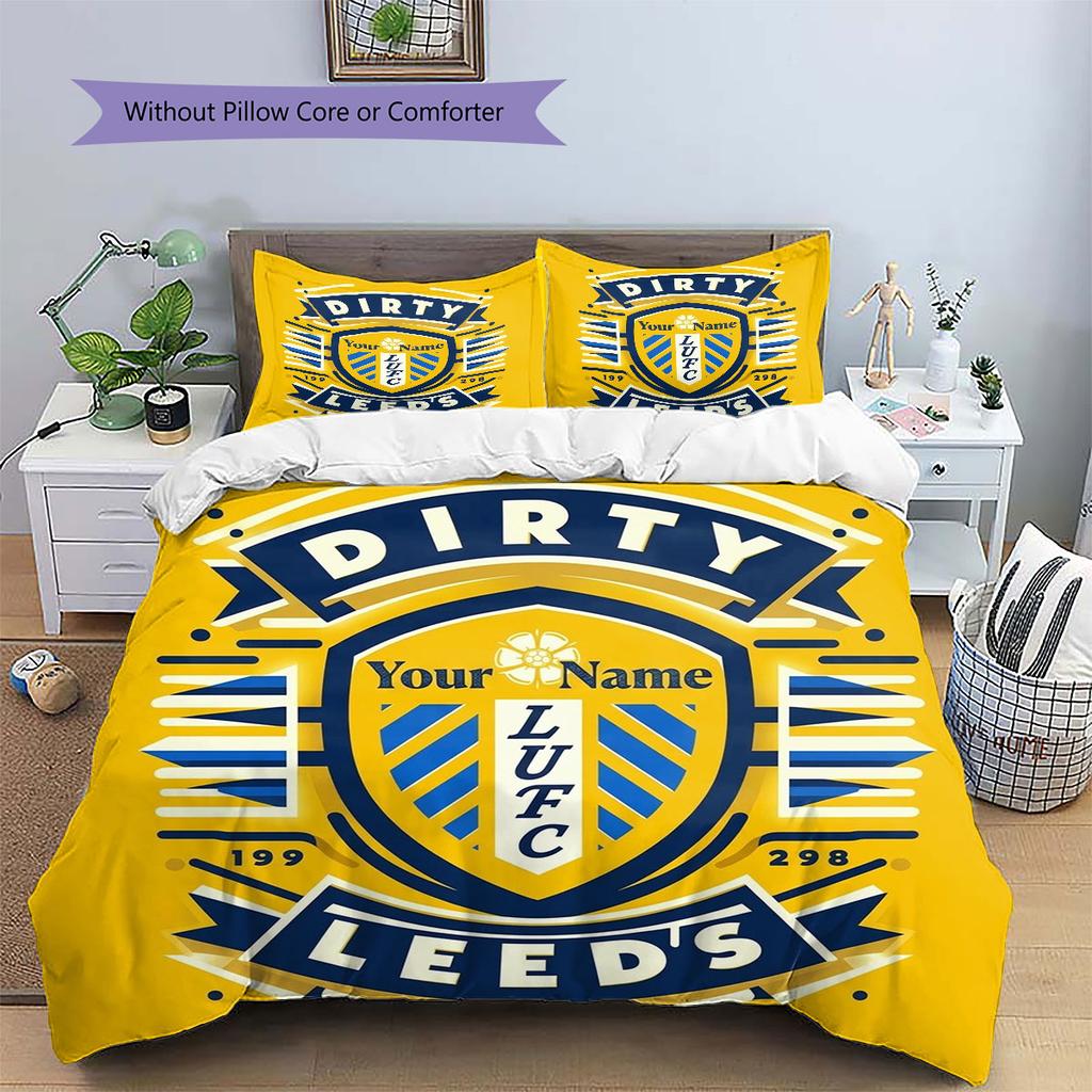 Leeds United Custom Name Pattern Bedding,Quilt Set Quilt Cover Pillowcase Home Birthday Gift(1 * duvet cover + 2 * pillowcase, without core)