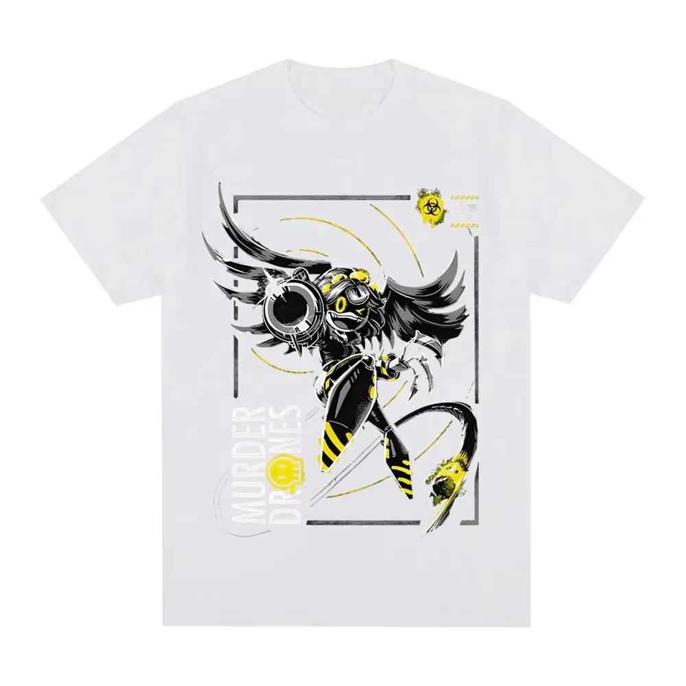 Hot Sale Murder Drones Anime Robot Girl Caution Graphic T-shirt  Y2K Men Women Vintage Hip Hop T-shirt Casual Loose Short Sleeve Crew Neck Summer Tops