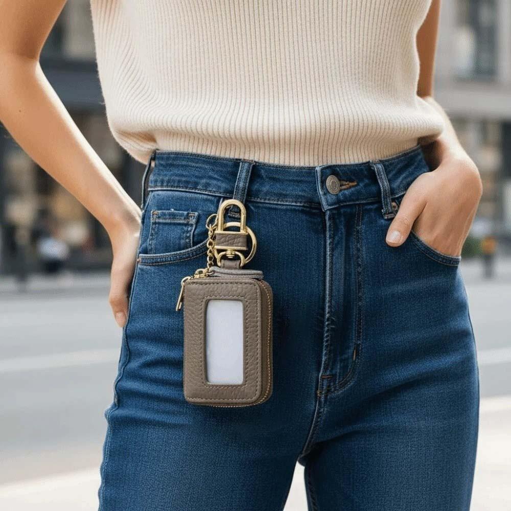 Изысканный кожаный чехол для автомобильного ключа Портативная маленькая сумка для мелочей Покупательская подвесная монетница Помады