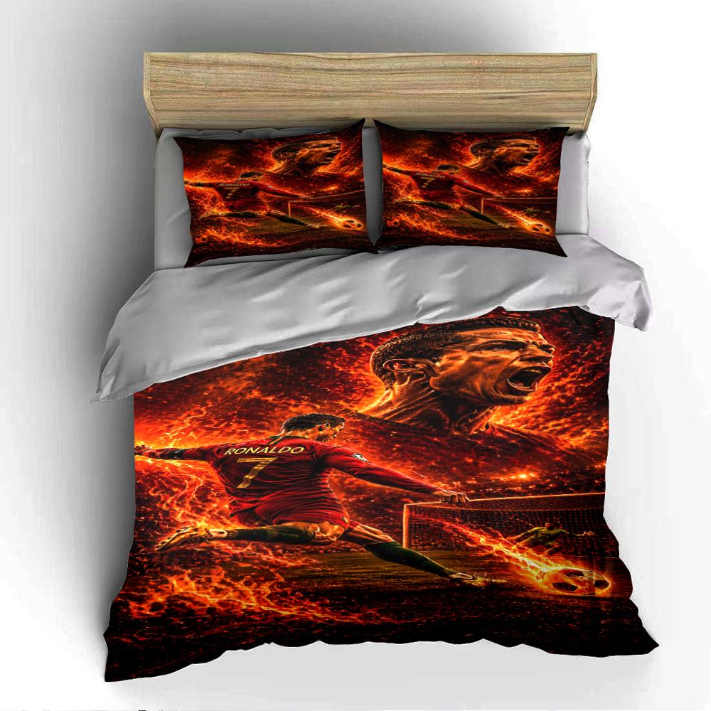 Fiery Soccer Bedding Set for Fans Bedding set (1 duvet cover, 2 pillowcases, duvet not included)