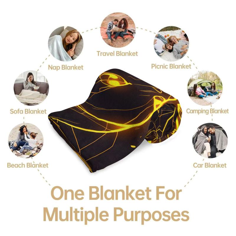 Vibrant Neon Pikachu Flannel Blanket Soft Warm Fleece Throw For Home Decor Sofa Bed Cover Travel Camping Shawl Pokémon Fans Gift