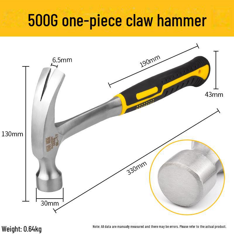 Compact Multifunctional Hammer: Claw, Woodworking, Nailing, Safety & Nail-Pulling Tool