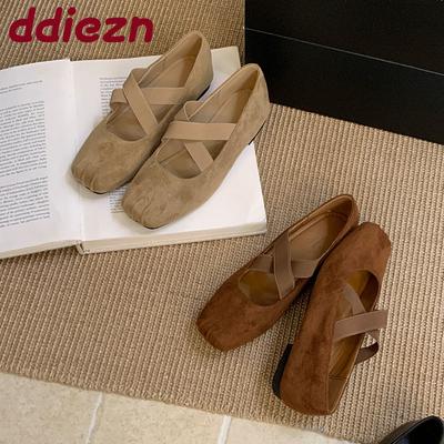 Мода Новая Мода Эластичная Лента Женские Балетки С Обувью Повседневная Женская Обувь На Плоской Подошве Квадратный Носок Женские Балетки Обувь