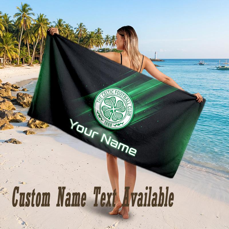 Celtic FC Design Beach Towel Custom Text Large Towel for Beach Vacation