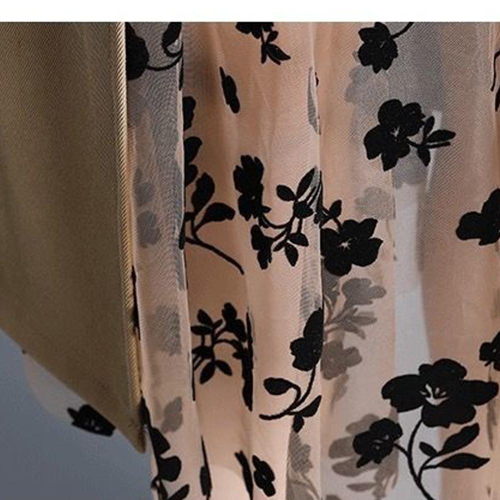 Women Spring Summer Irregular Mesh Skirt Band Splice High Waist Skirt Knee Khaki Split Office Lady Skirt