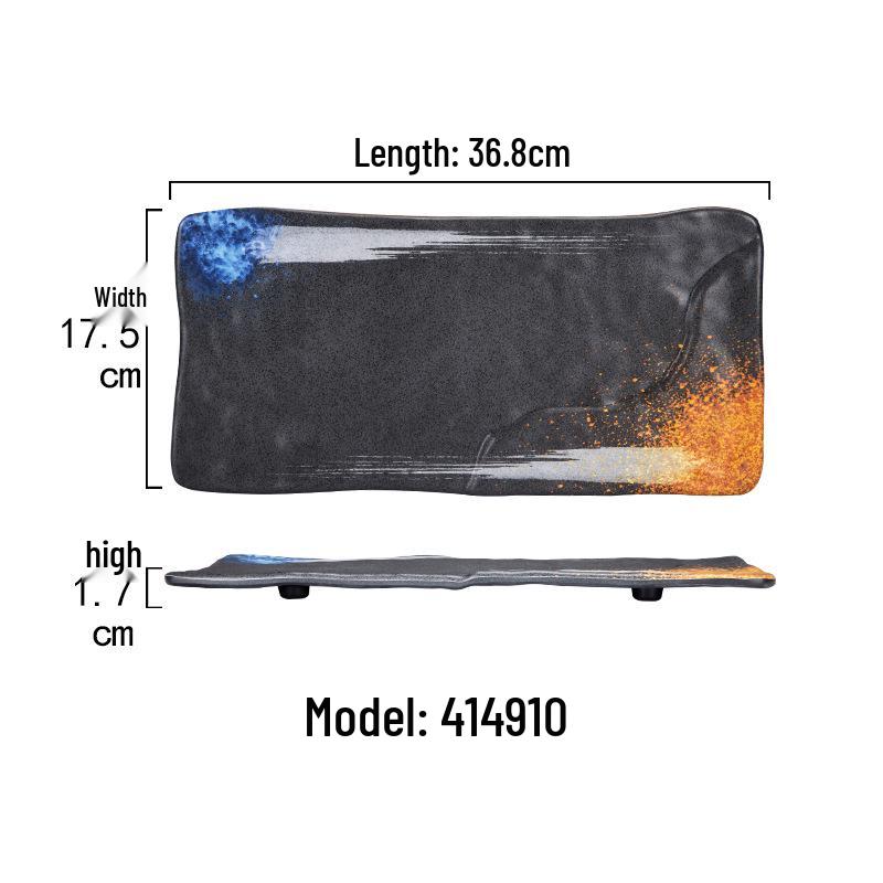 Japanese Melamine Rectangular Barbecue Side Dish Plate - Imitation Porcelain, Creative and Drop-Resistant for Hot Pot and Restaurants